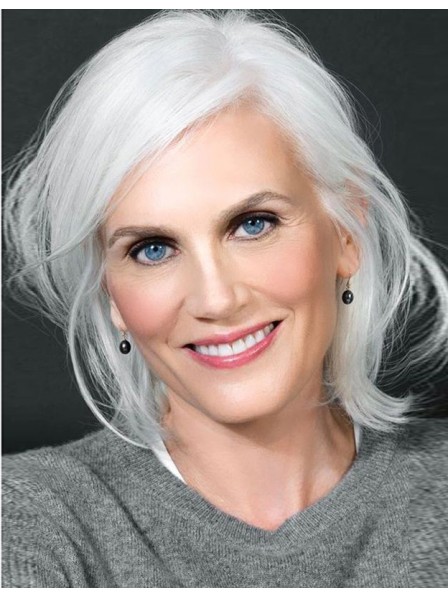 Lace Front Silver Grey Wig For White Old Women - Rewigs.com