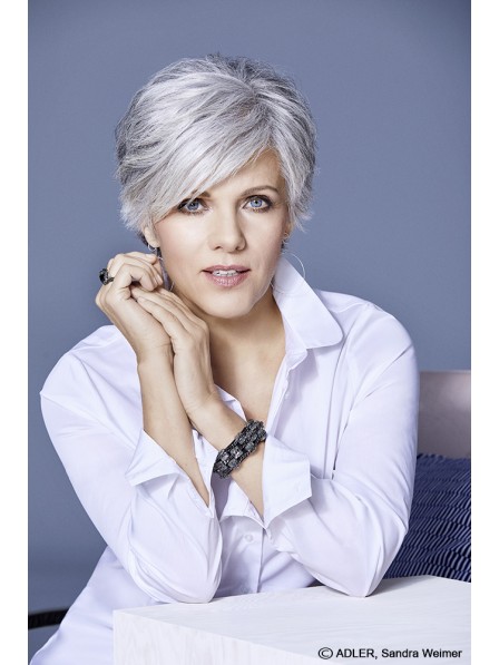 Short Lace Front Straight Grey Hair Wigs For Women Over 50