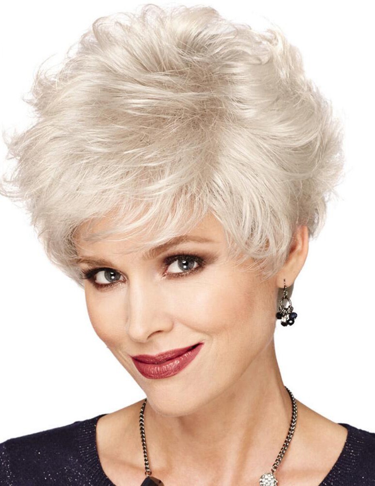 Capless Synthetic White Hair Wig For Older Ladies 