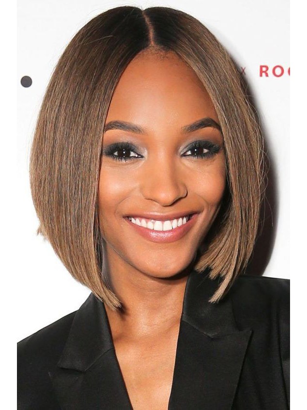 Silky stright bob middle part blonde wigs for black women